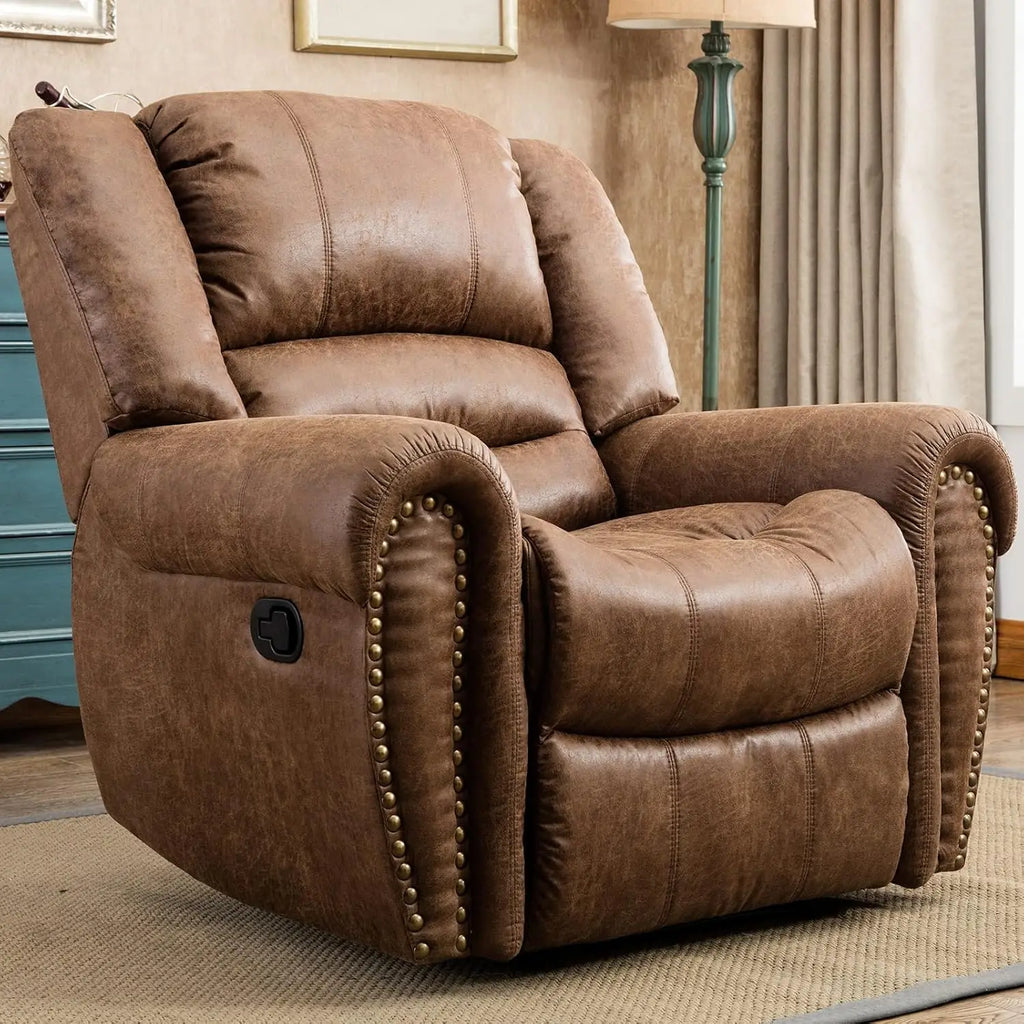 Leather Recliner Chair, Classic and Traditional Manual Recliner Chair