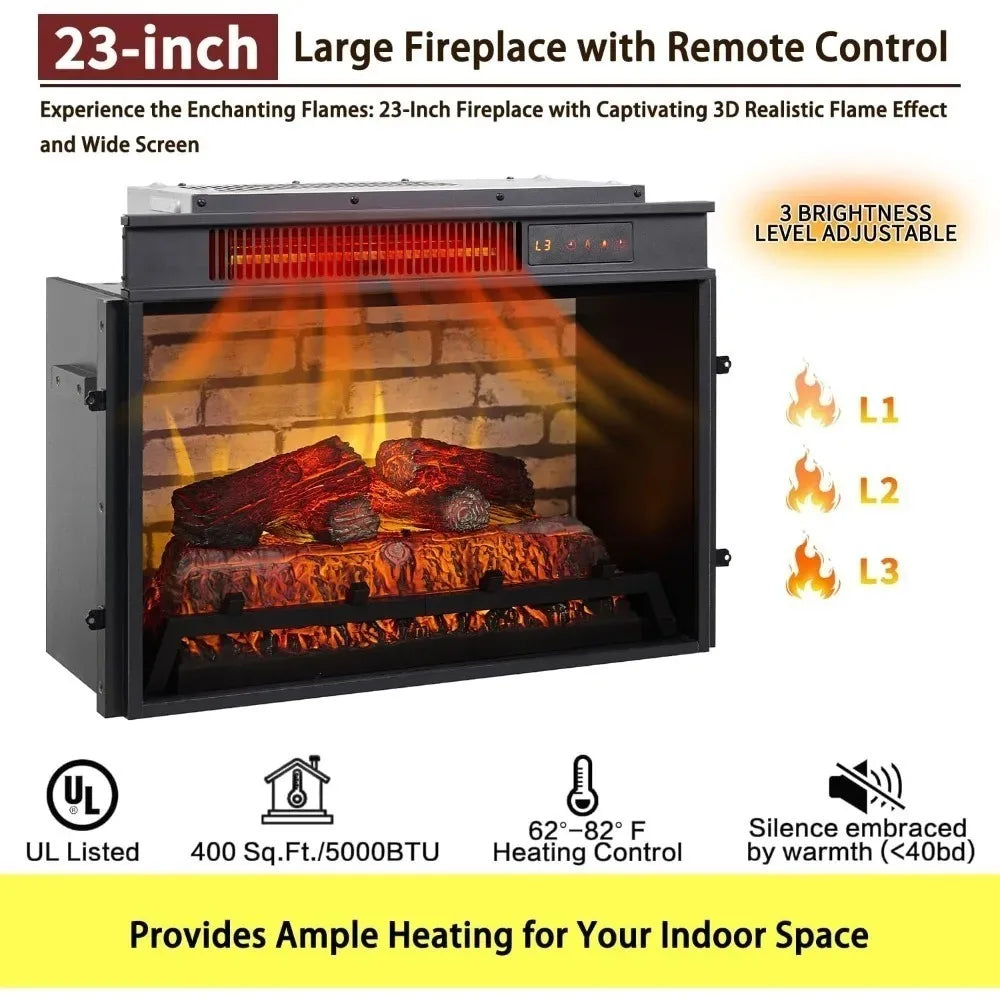 42" Electric Fireplace with Mantel, Farmhouse Fireplace TV Stand w/23'' Freestanding Electric Fireplace Heater, Remote Control,