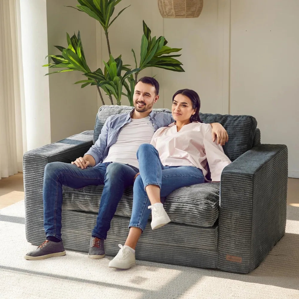 Convertible Sofa Bed, Pull-Out Loveseat Sleeper, 2-in-1 Folding Couch, Fold-Out Floor Couch with Pillows