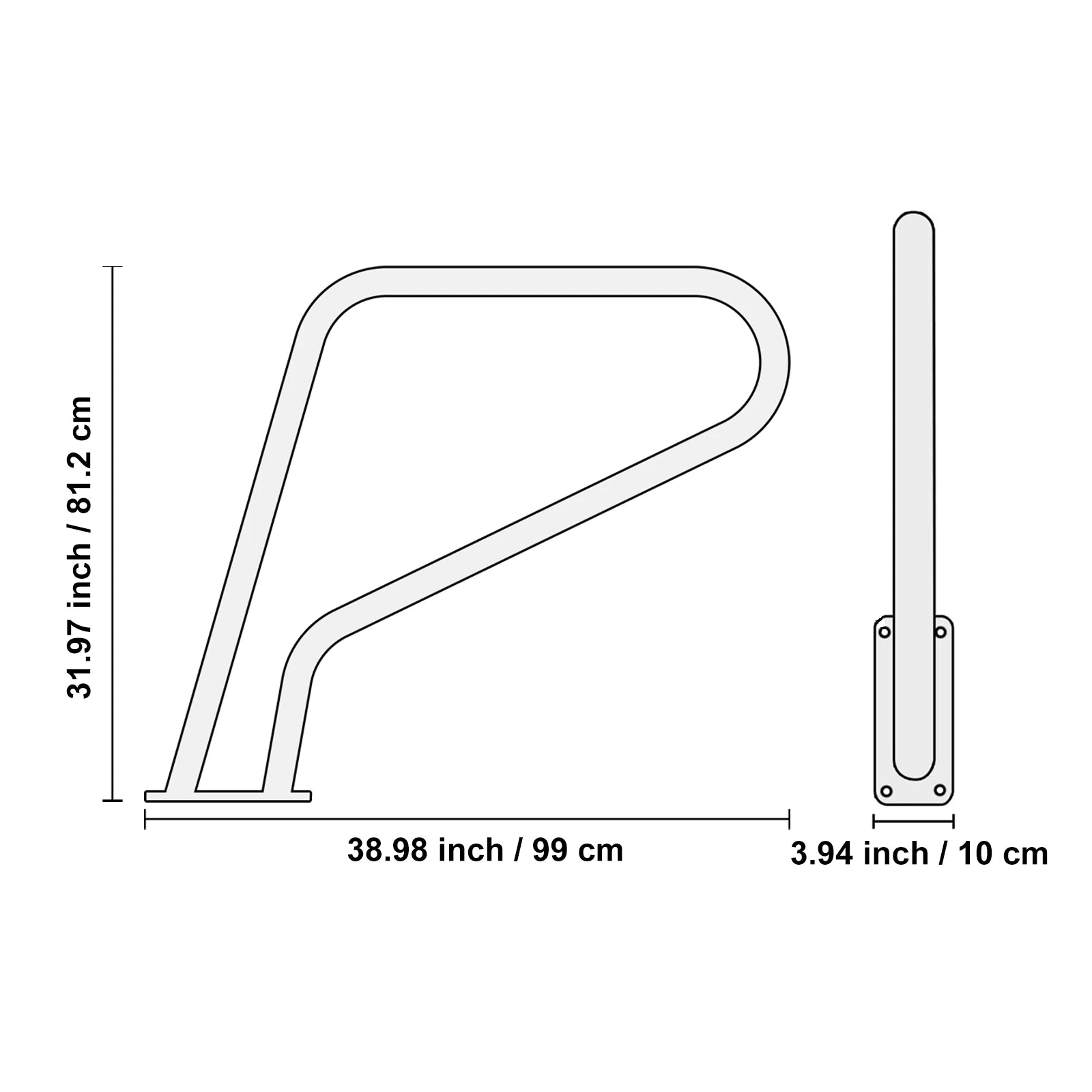 Pool Handrail Stainless Steel with Base Plate for Indoor/Outdoor Swimming Pool Safety Railing w/ Grip Cover for Decks