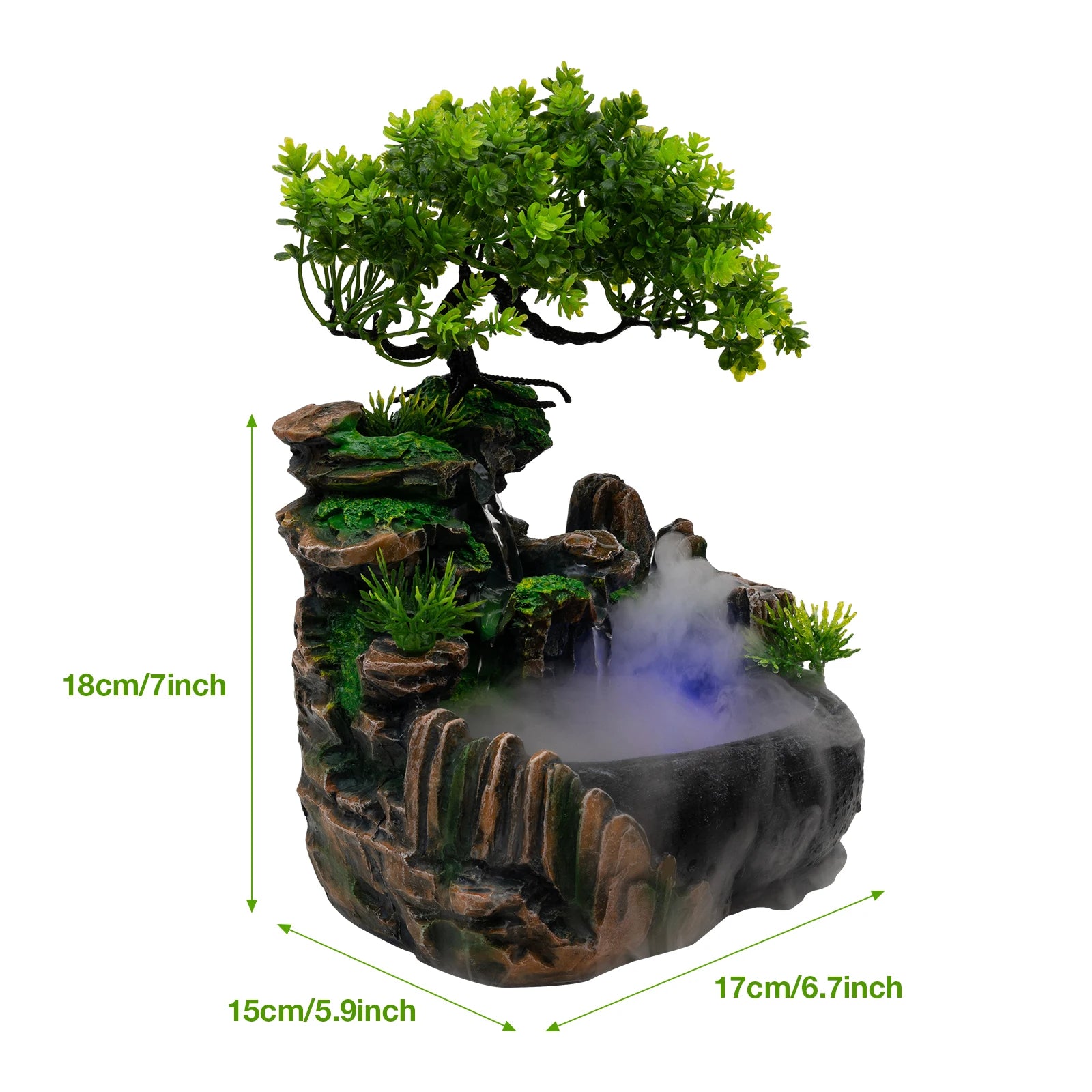 Led Lights/ Resin Rockery Flowing Water Fountain /Office/ Desktop Ornaments With Nebulizer/ Home Decoration