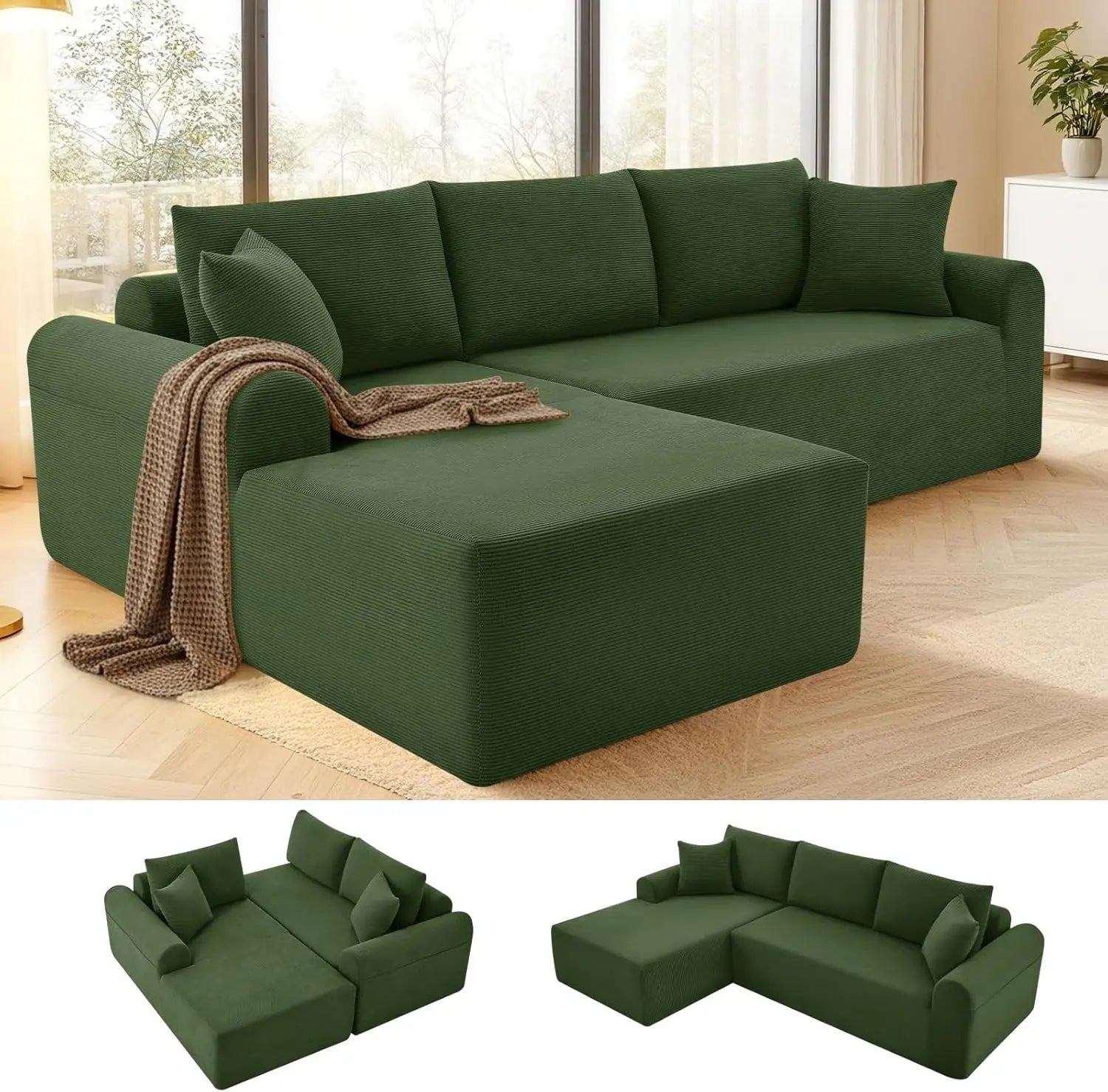Cloud Modular Sectional Couch for Living Room,Modern L-Shape Sofa with Chaise, Upholstered, 103"