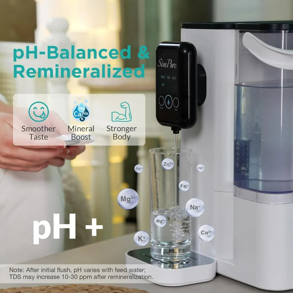 NEW-SimPure Y9A Under-Counter Alkaline RO System with 6-Stage Filtration and 300 Gallons Per Day Capacity