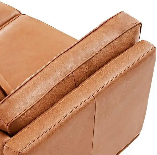Valencia Artisan Full Leather Sofa 88” - Pure Full Italian Nappa Leather Couch, Solid Wood Accent, Ultimate Comfort, Cognac Tan