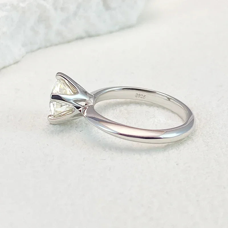 0.5-5ct Moissanite Ring For Women 925 Sterling Silver with White Gold Plated Lab Diamond Engagement/ Wedding Band/ Jewelry