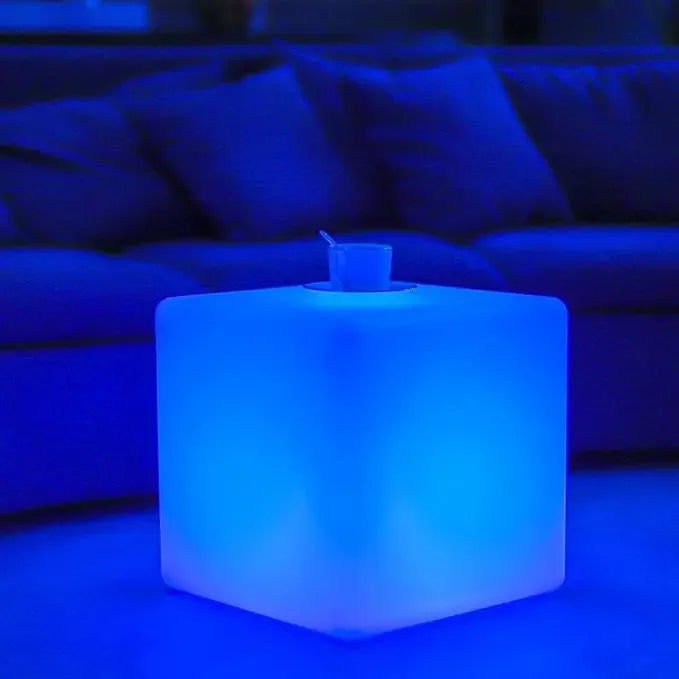 20" LED Lighted Cube Table, Large Cube Chair Light, 16 RGB Colors Glowing Cube Seat w/Remote Cordless, Rechargeable