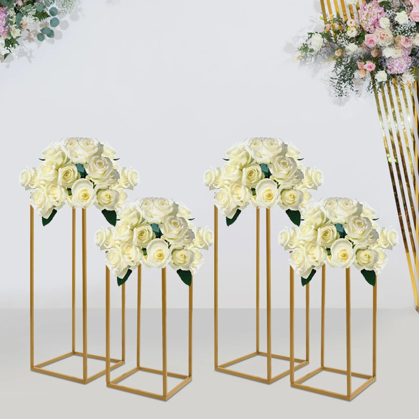 4 Pack Flower Stand Detachable Geometric Floral Display Rack Wedding Party Backdrop Stand/ Home/ Garden/ Hotel Decoration
