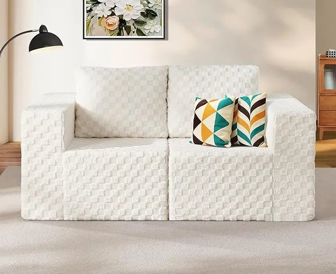 Modular Sectional Sofa 2 Seater Loveseat Modular Couch with Deep Seat Memory Foam Cloud Chair with Pillows Oversized Sectional