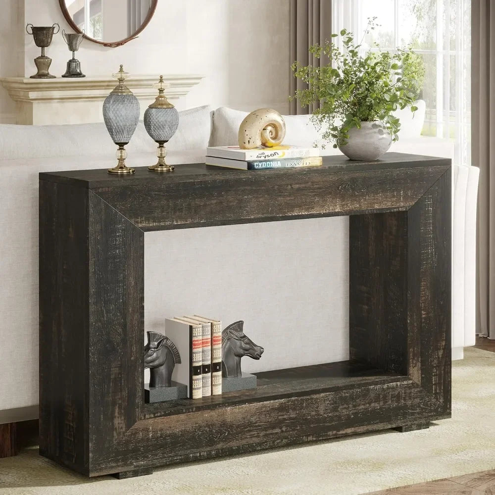 Budget-Friendly Rustic Farmhouse Entry Console Table - 47" Storage-Friendly Accent Furniture for Hallways and Living Spaces
