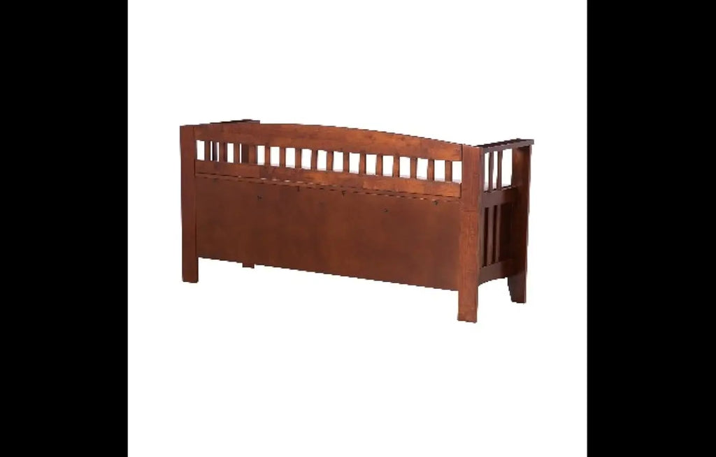 Home Decor Storage Bench with Short Split Seat Storage, Walnut