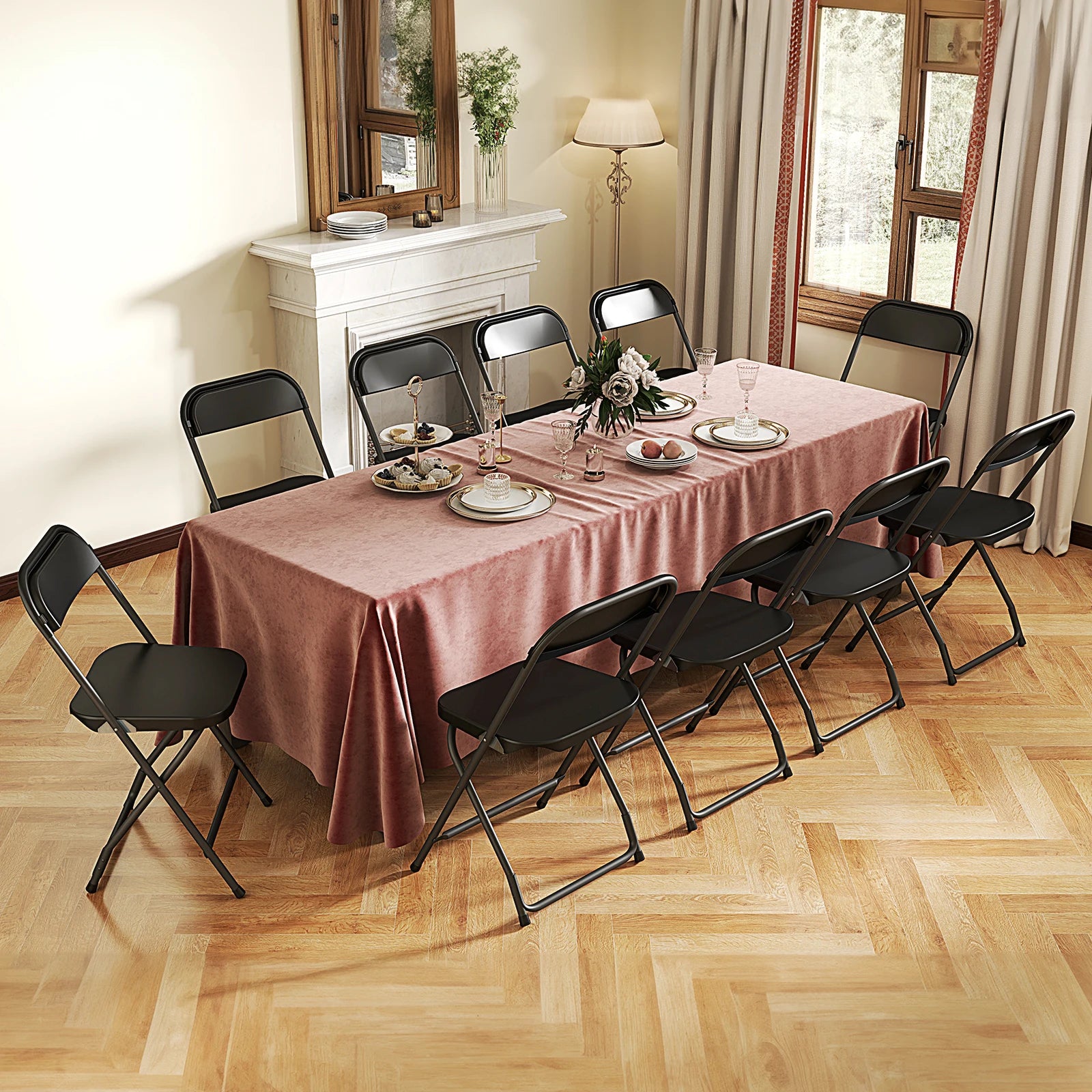 JHK Plastic Folding Chair 4/6 Pack 330LB Load Capacity Living Room Dinner Chairs Lightweight Portable Indoor/Outdoor Home Office