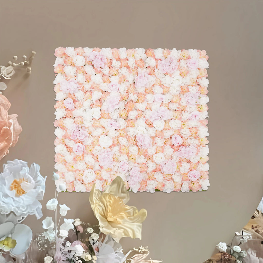 Artificial Flower Wall Panels, Flower Wall Mat Silk Rose Flower Panels, Artificial Flower Wall Background Outdoor, Indoor  For Weddings, Hotels, Parks, Commercial Streets