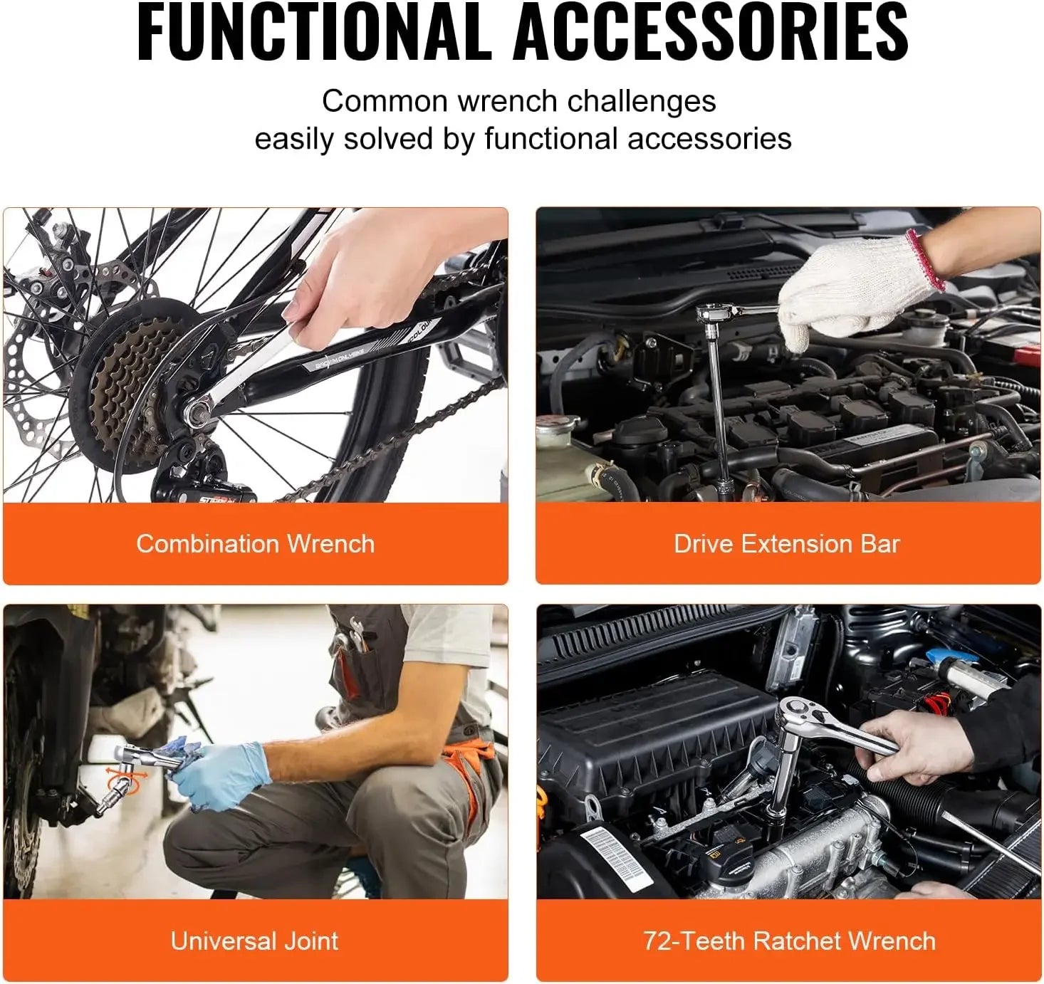 Mechanics Tool Set and Socket Set, 1/4" 3/8" 1/2" Drive Deep and Standard Sockets, 450 Pcs SAE and Metric Mechanic Top