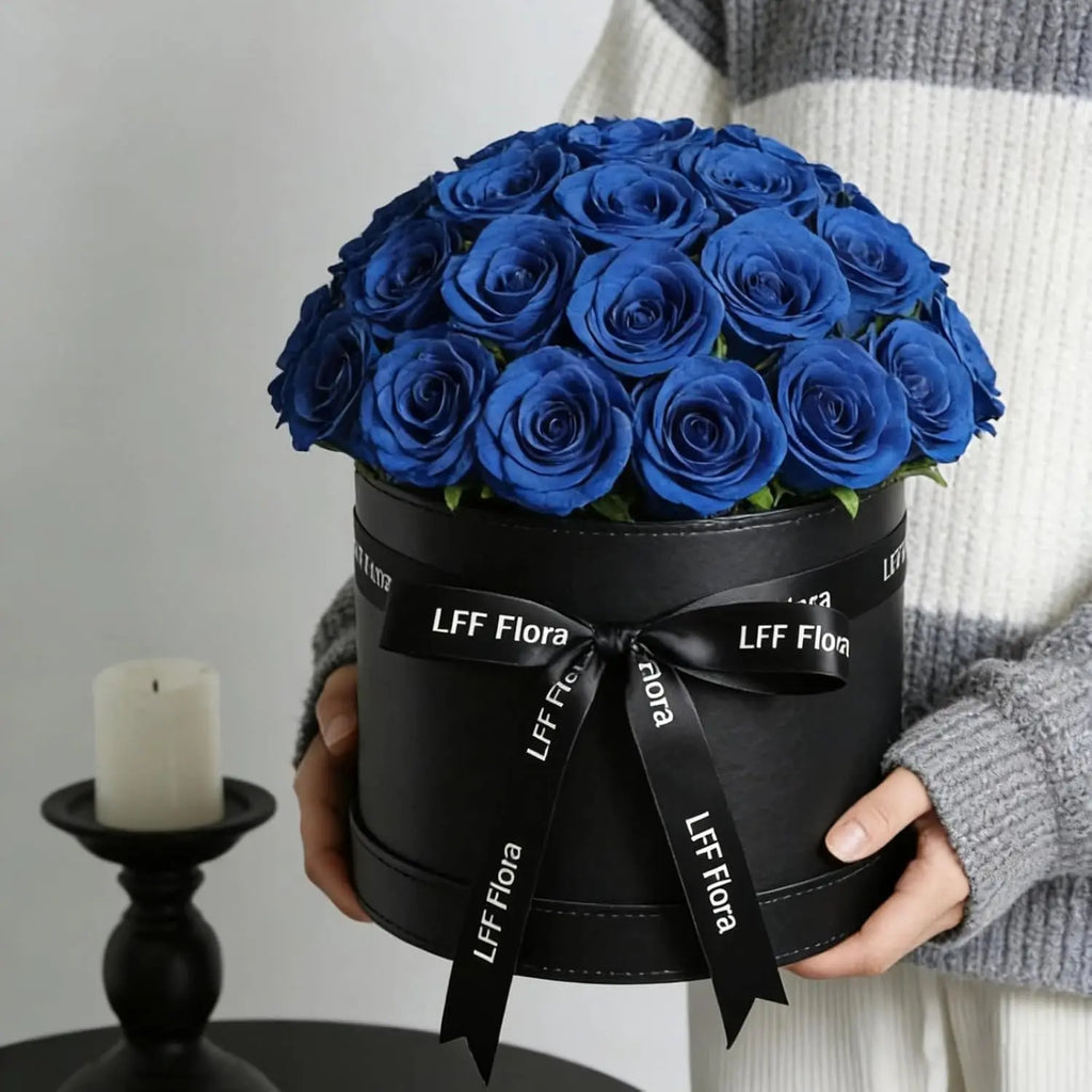 Artificial Royal Blue Roses - 50Pcs Premium Velvet Faux Roses with Long Stems, Realistic Roses Flowers for Wedding Bouquet