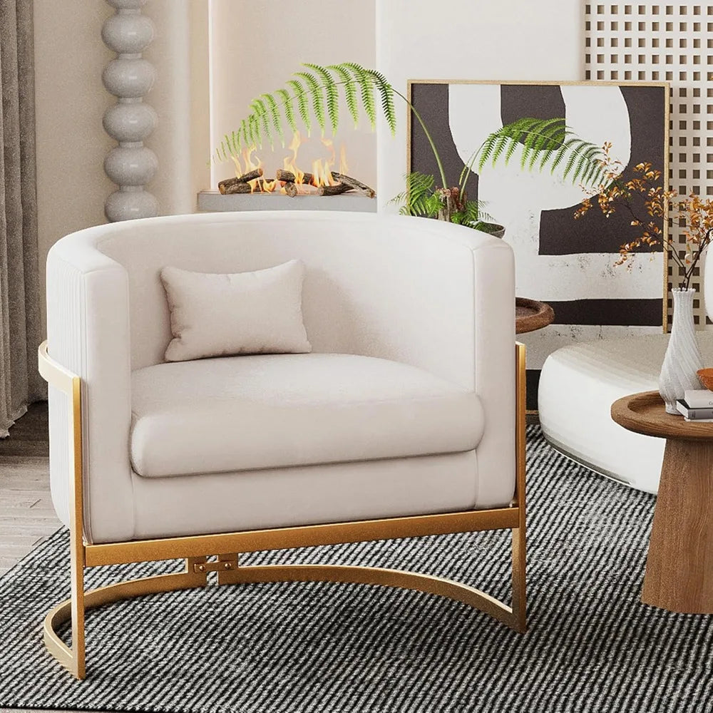 Upholstered Velvet Accent Barrel Arm Chair