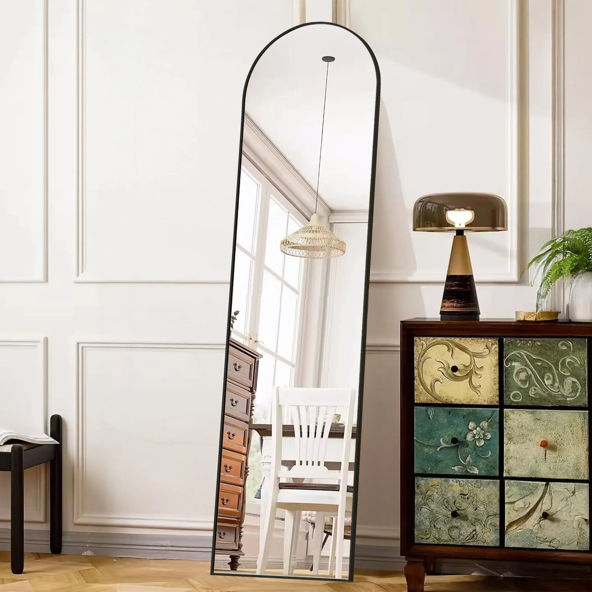 Full Length Mirror with Stand 59"x16" Floor Mirror with Aluminum Alloy Frame Body Wall-Mounted Mirrors For Bedroom/ Bathroom