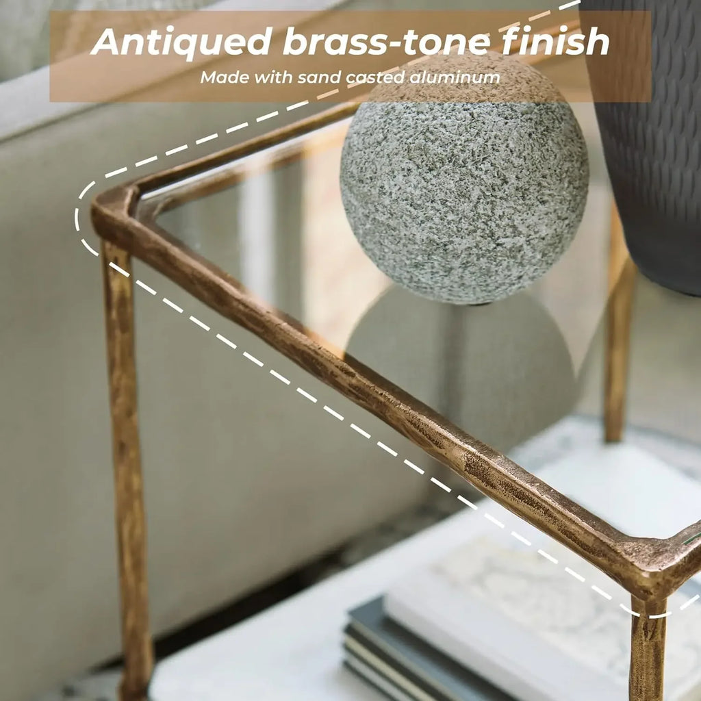Contemporary Accent Table, Antique Brass Finish