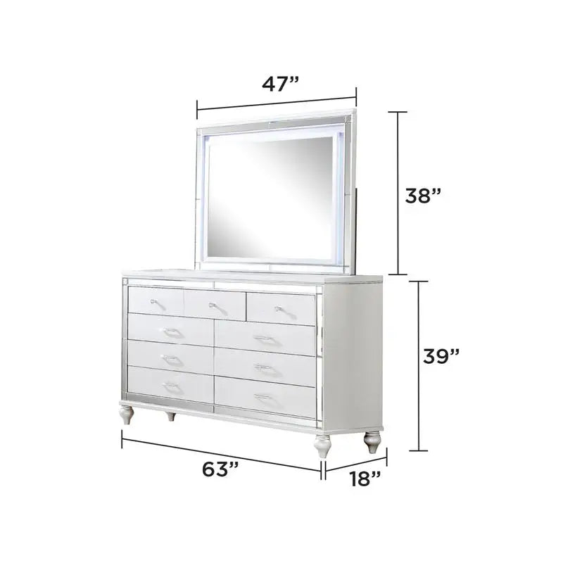 4-Piece LED Bedroom Set in Silver Wood Finish