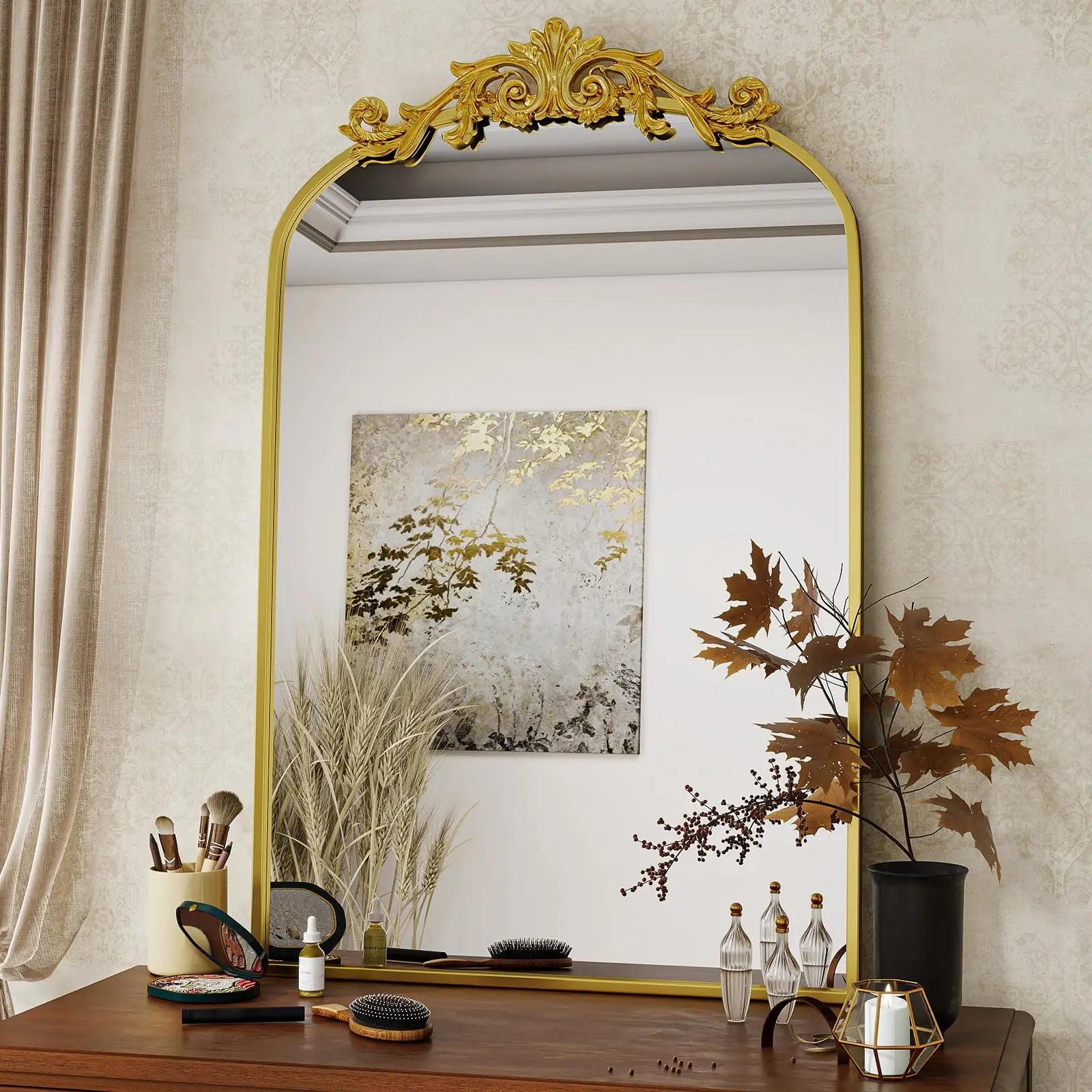 Vanity Wall Mirror Decorative Vintage Arch Bathroom Mirror