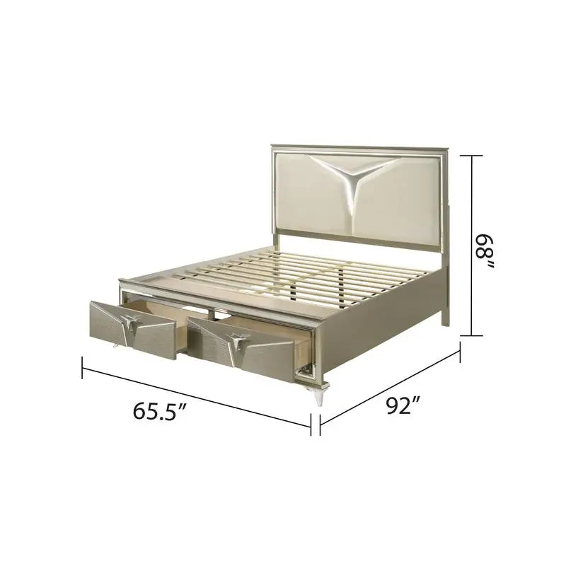 Modern Queen 4-Piece Bedroom Set with LED Headboard & Wooden Frame