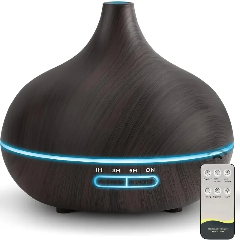 Diffuser For Home /Wood Grain Aroma Diffuser with Remote Control Timer/  6 Oil Set - 550ml Cool Mist Humidifier for Large Room