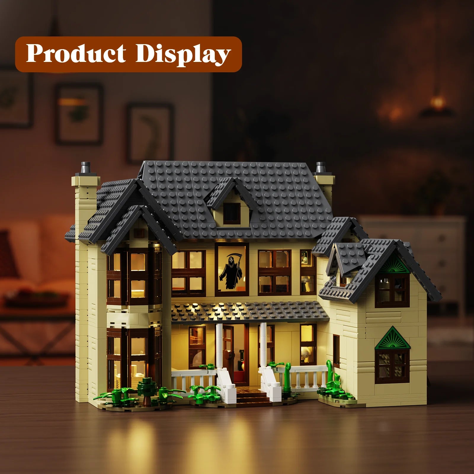 Horror House Building Block Set/ Home Decor/ Scary Movie Haunted House Model/ Halloween Room Decoration Gift for Man, Woman
