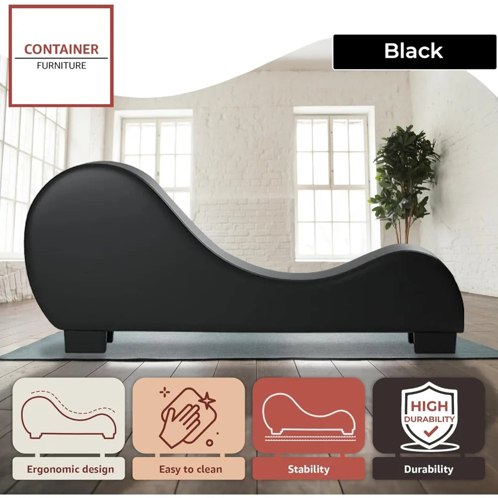 Yoga Chaise Lounge Collection- Faux Leather Curved Sofa