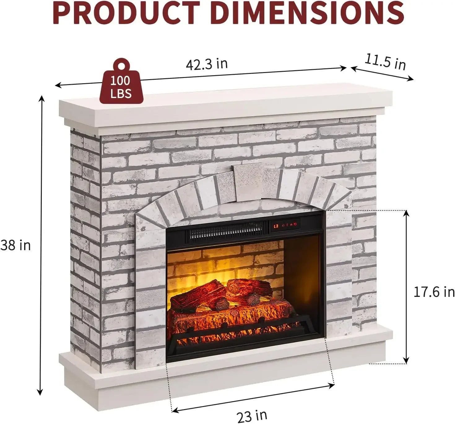 Farmhouse Electric Fireplace with Mantel, 42" Fireplace TV Stand with 23'' Freestanding Electric Fireplace Heater,Remote Control