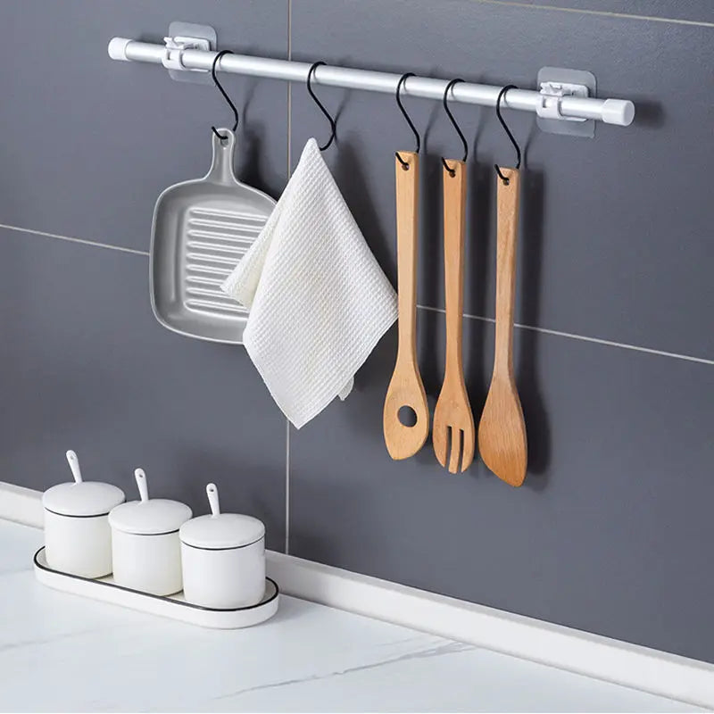 Set of 2/4/8 Self Adhesive Hooks Punch-Free Curtain Rod Clip/ Hook Window Curtains /Wall Hanging Holder/ Household Clamp/ Fixed Clip