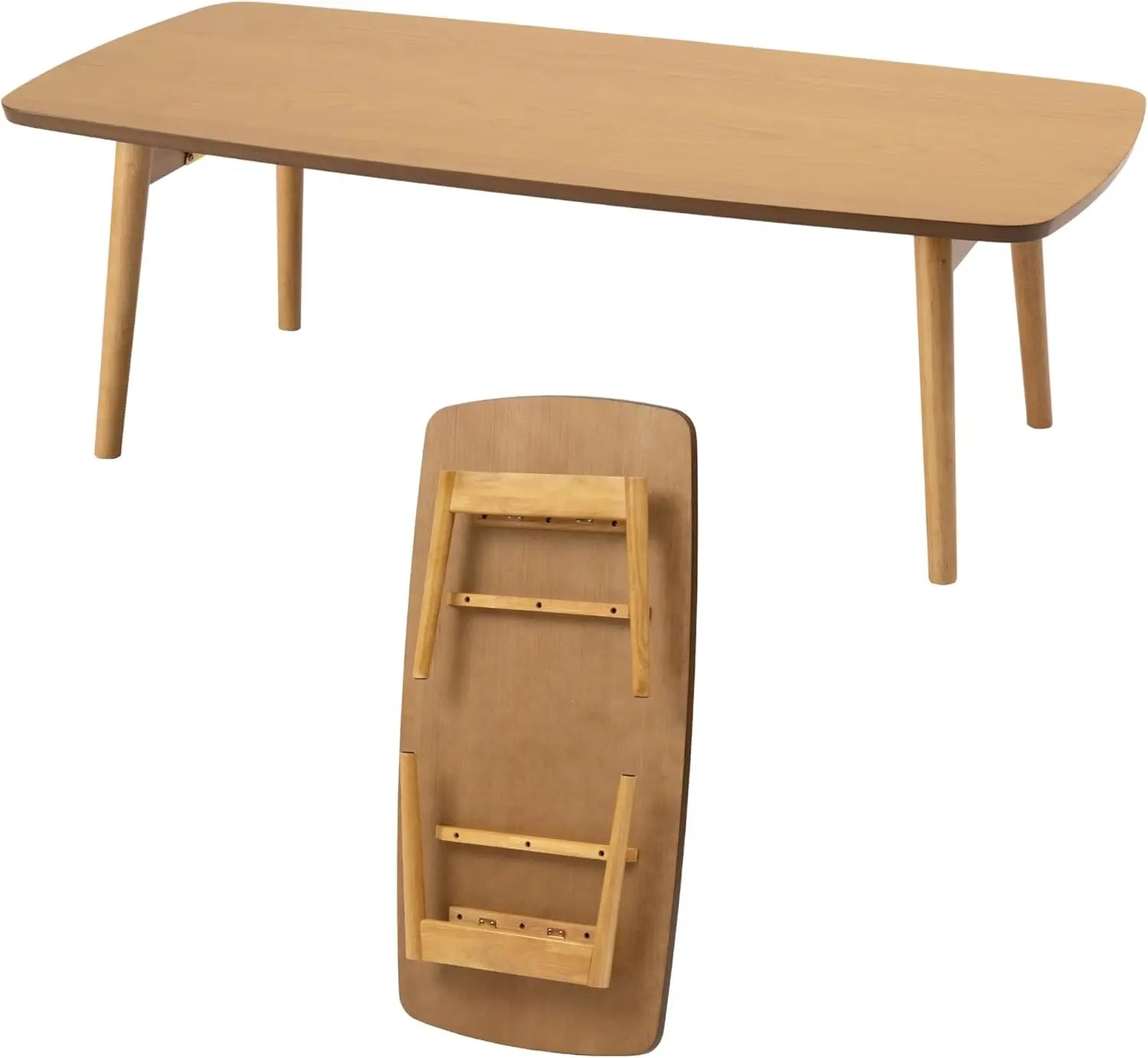 XMSJ.Folding Legs Table W41.3 x D20.5 x H14.0 Inches Natural Oak and Rubber Wood Material Home and Living Coffee Table Natural