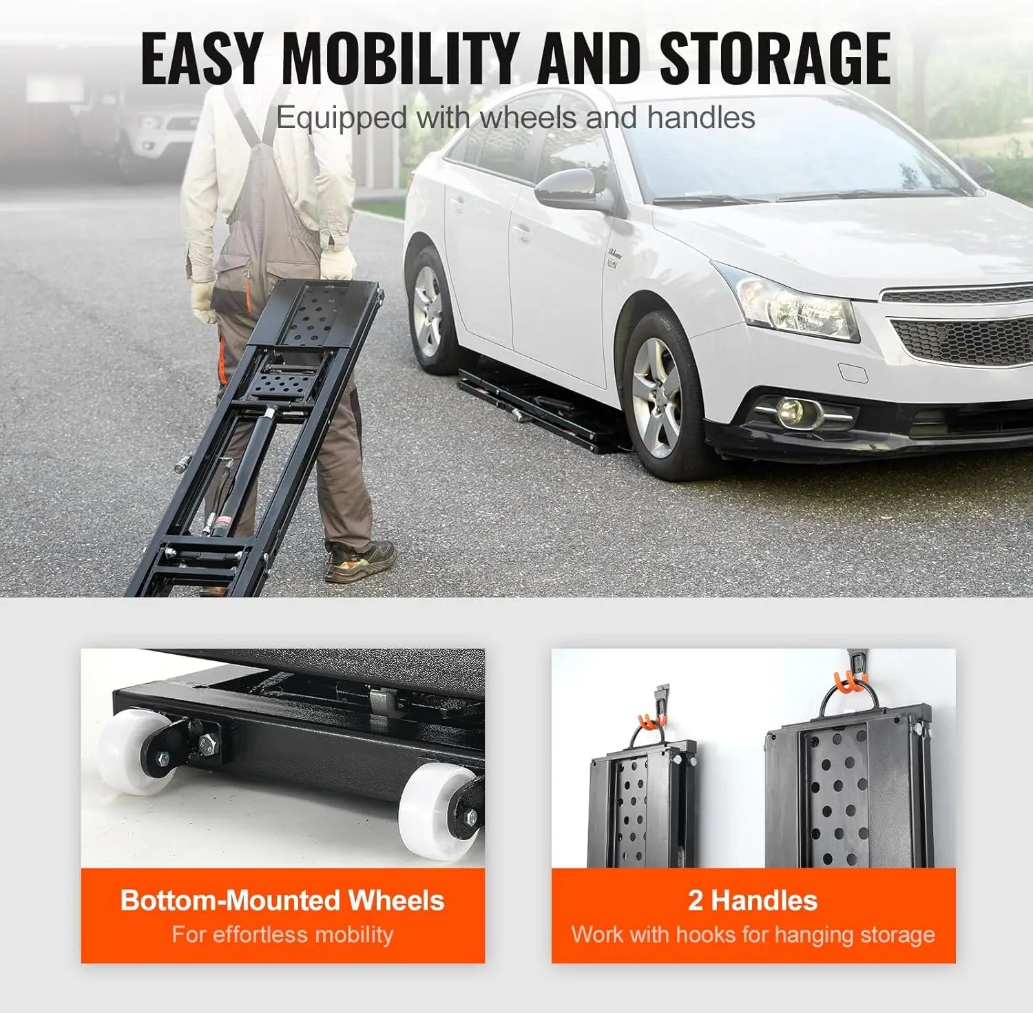Portable Car Lift 7000 LBS Capacity, 26.8" Max Height, Heavy-Duty Steel Truck Lift with 120V Power