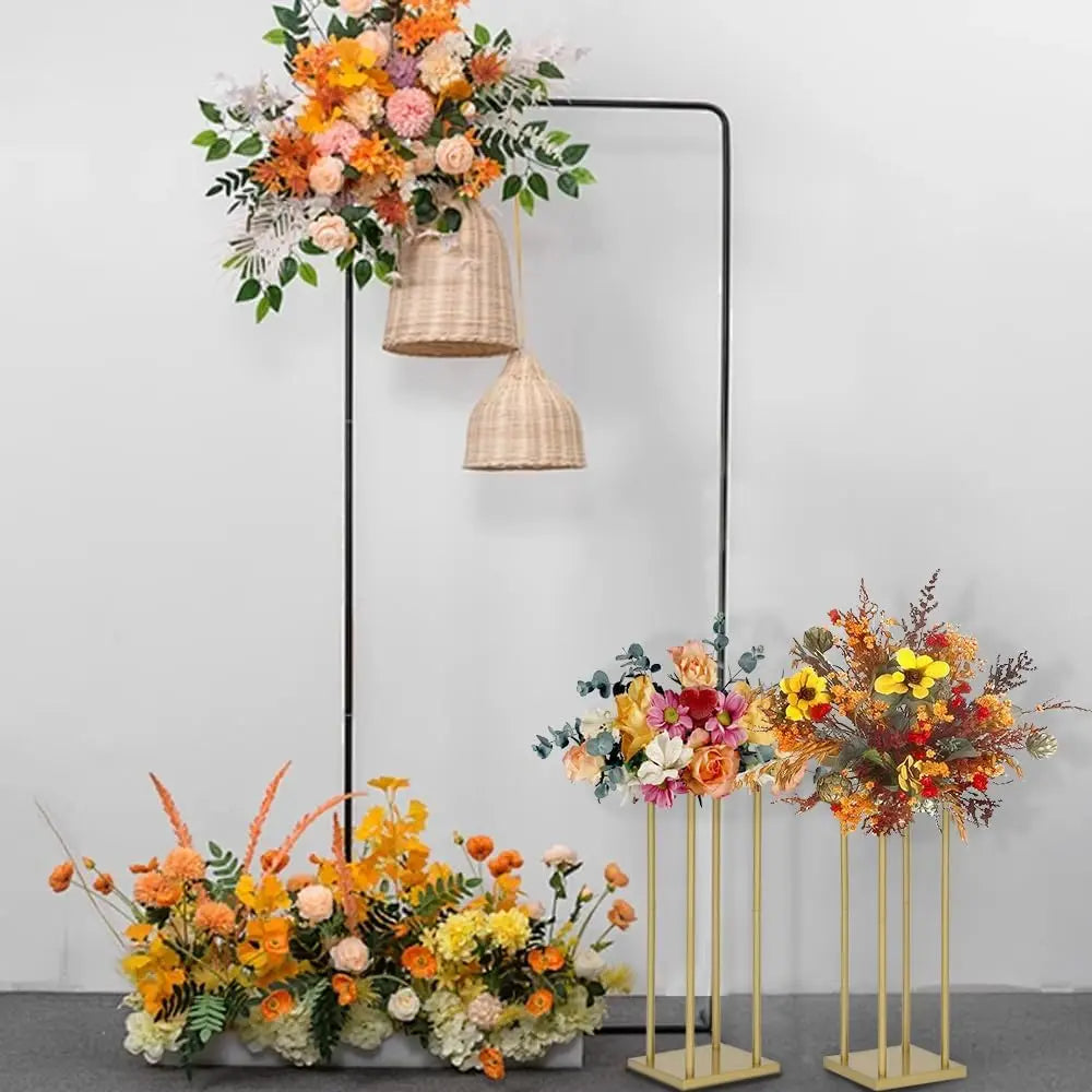 4 Pcs Gold Metal Flower Stand 23.6 in Tall Wedding Aisle Centerpiece Party Flower Holder/ Event Decoration