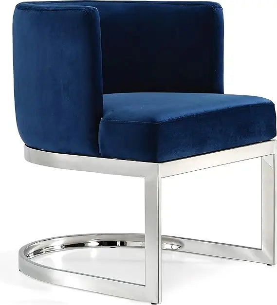 Modern Velvet Upholstered Dining Chair from Meridian Furniture's Gianna Collection with Polished Chrome Metal Frame, 24