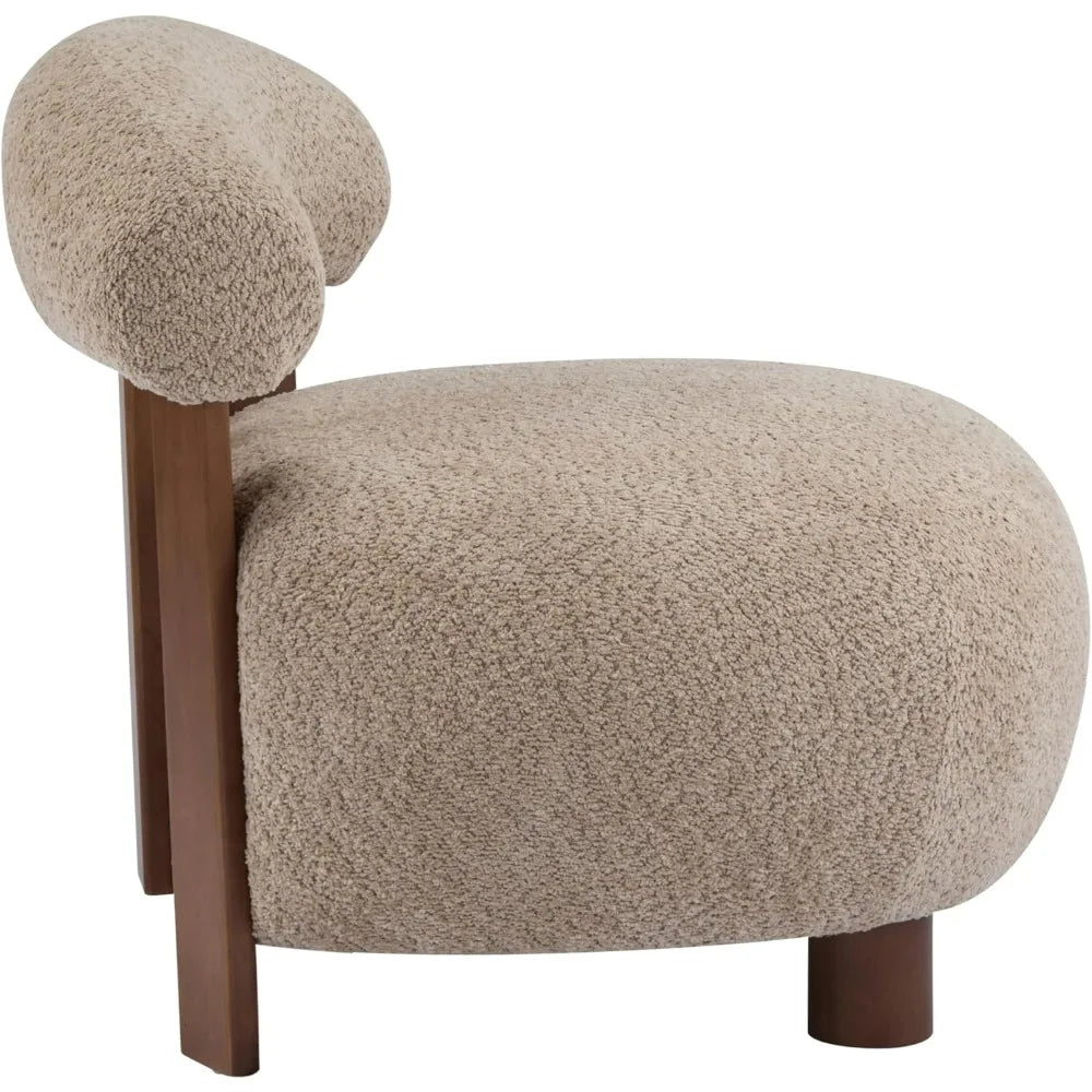 Elvina Plush Fabric Accent Chair, Solid Wood Lounge Cozy Reading Chair for Modern Living Spaces