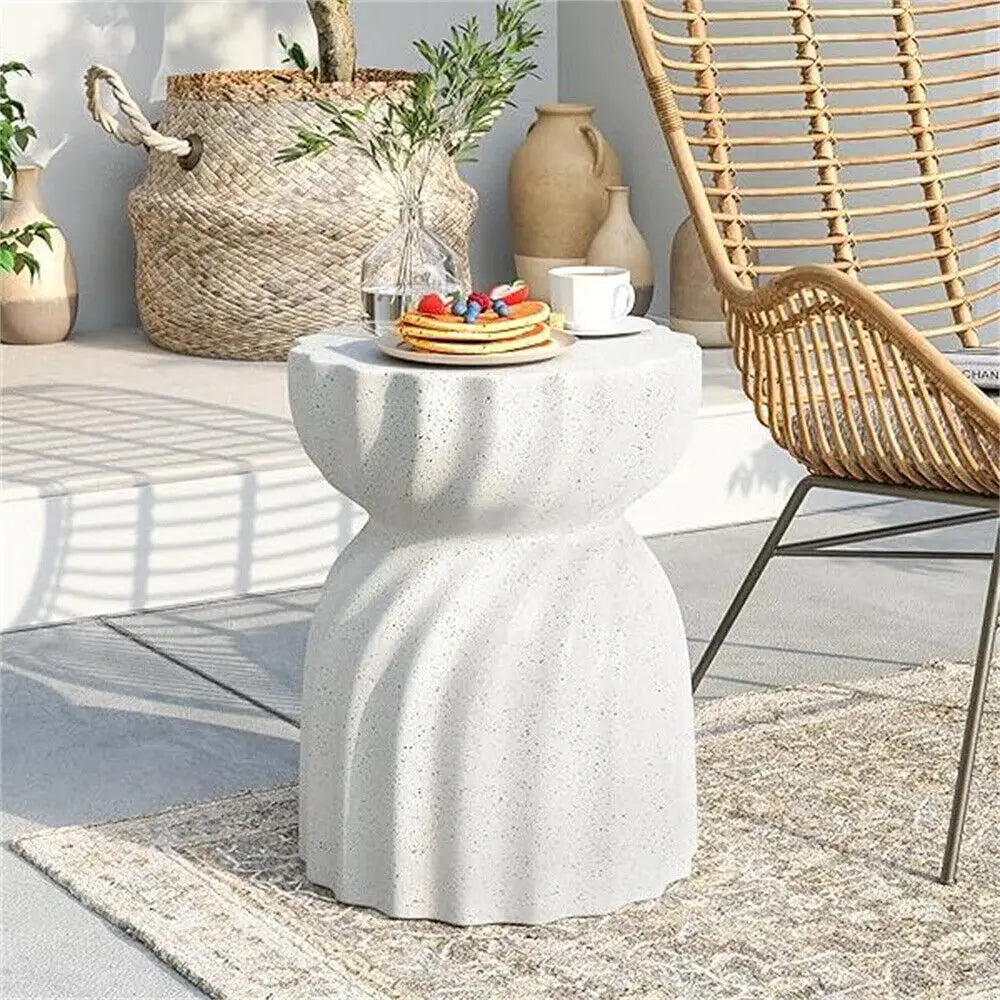 Contemporary Lightweight Concrete Accent Side Table/ Patio Hourglass /Side End Table/ Garden Stool/ Living Room/ Office
