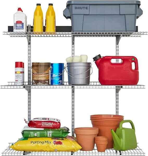 Rubbermaid FastTrack Wall Storage System: 48x16 3-Tier Kit, Supports 350 LBS per Shelf, Ideal for Home, Garage, Shed, or Workshop