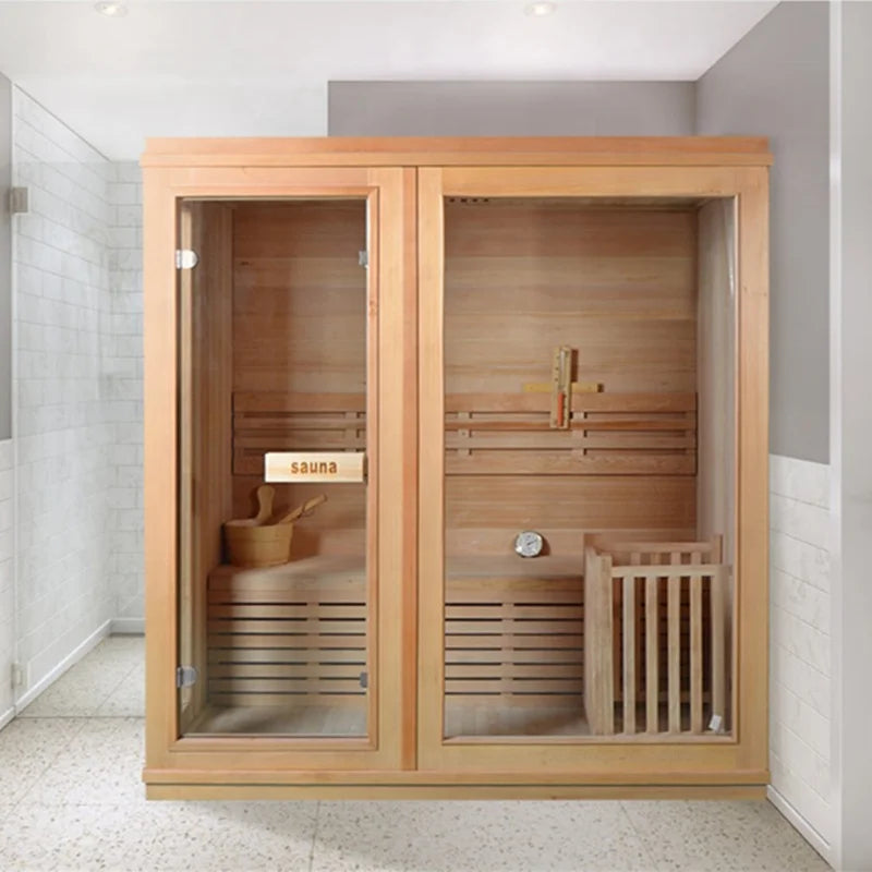 Traditional Sauna Room With Strip Light