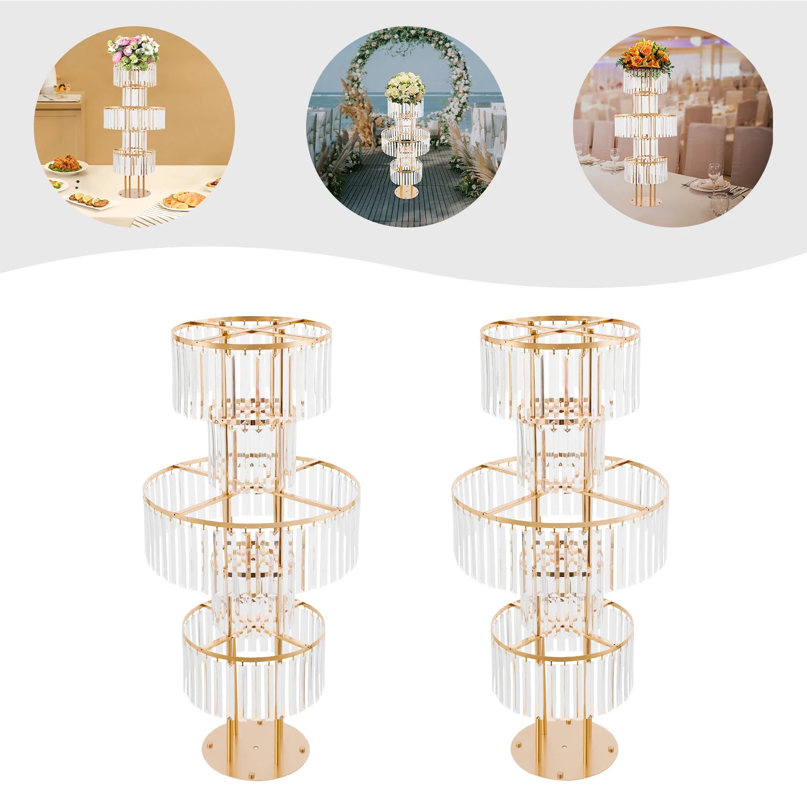 2 Pcs 5-tier Flower Stand, 11.02- 22.05 Lbs Load for Wedding, Birthday Party, Celebration, Home Decoration, Buffet