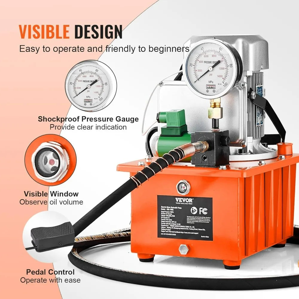 10000 PSI 750W 110V Single Acting Solenoid Valve Electric Hydraulic Pump Power Pack Unit with 488 Cubic Inches