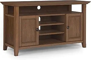 Solid Wood Universal TV Media Stand, 54 Inch Wide, Transitional, Living Room Entertainment Center, Storage Cabinet