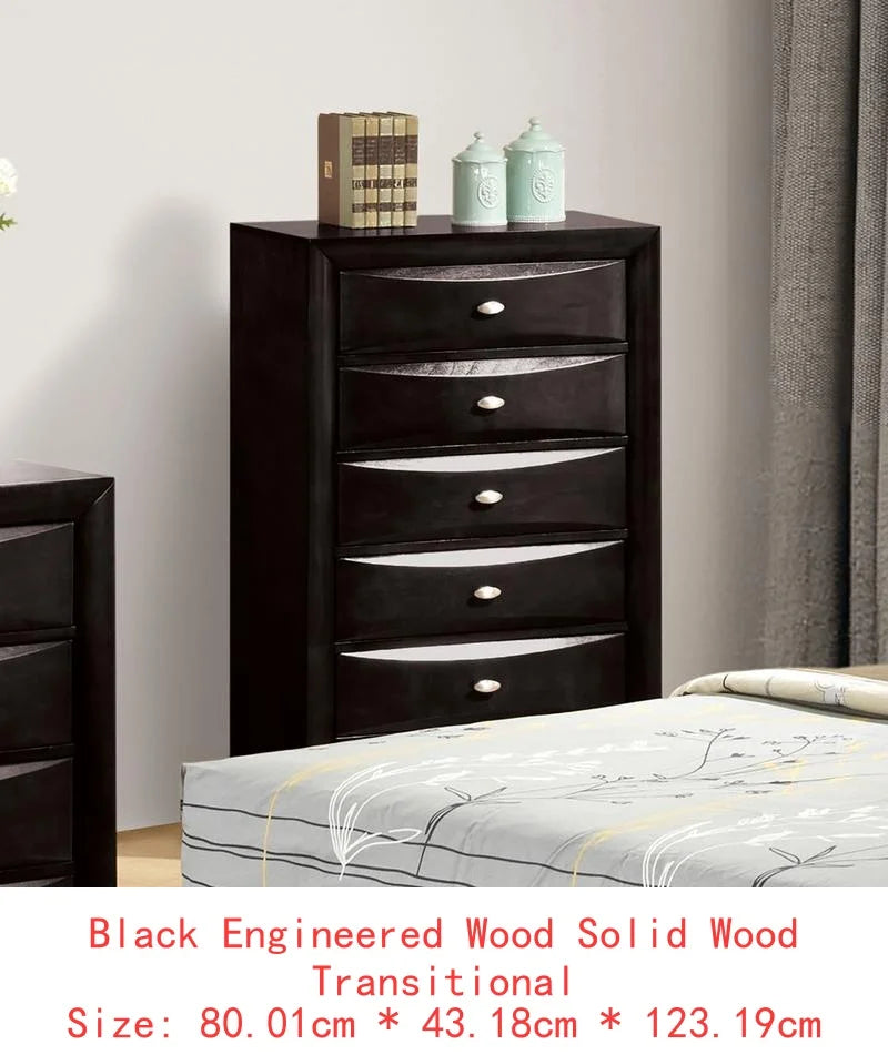 Contemporary King Size Bed with Footboard Drawers & Headboard Bookcase in Cherry Finish