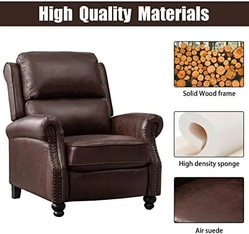 Pushback Recliner/ Faux Leather Armchair with Rivet Decoration