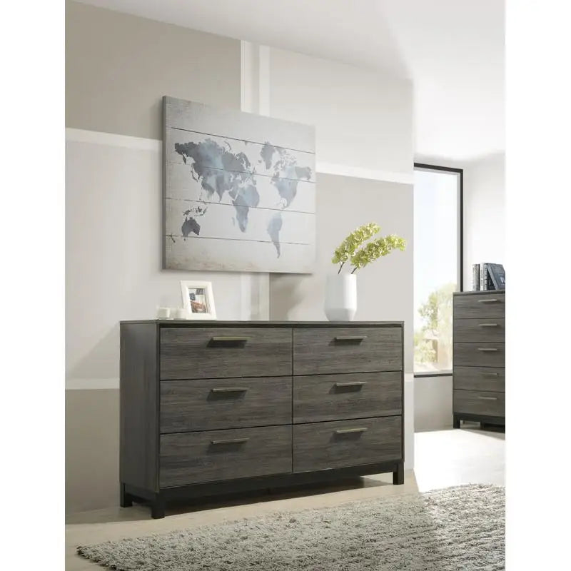 5-Piece King Size Bedroom Set in Antique Grey Wood