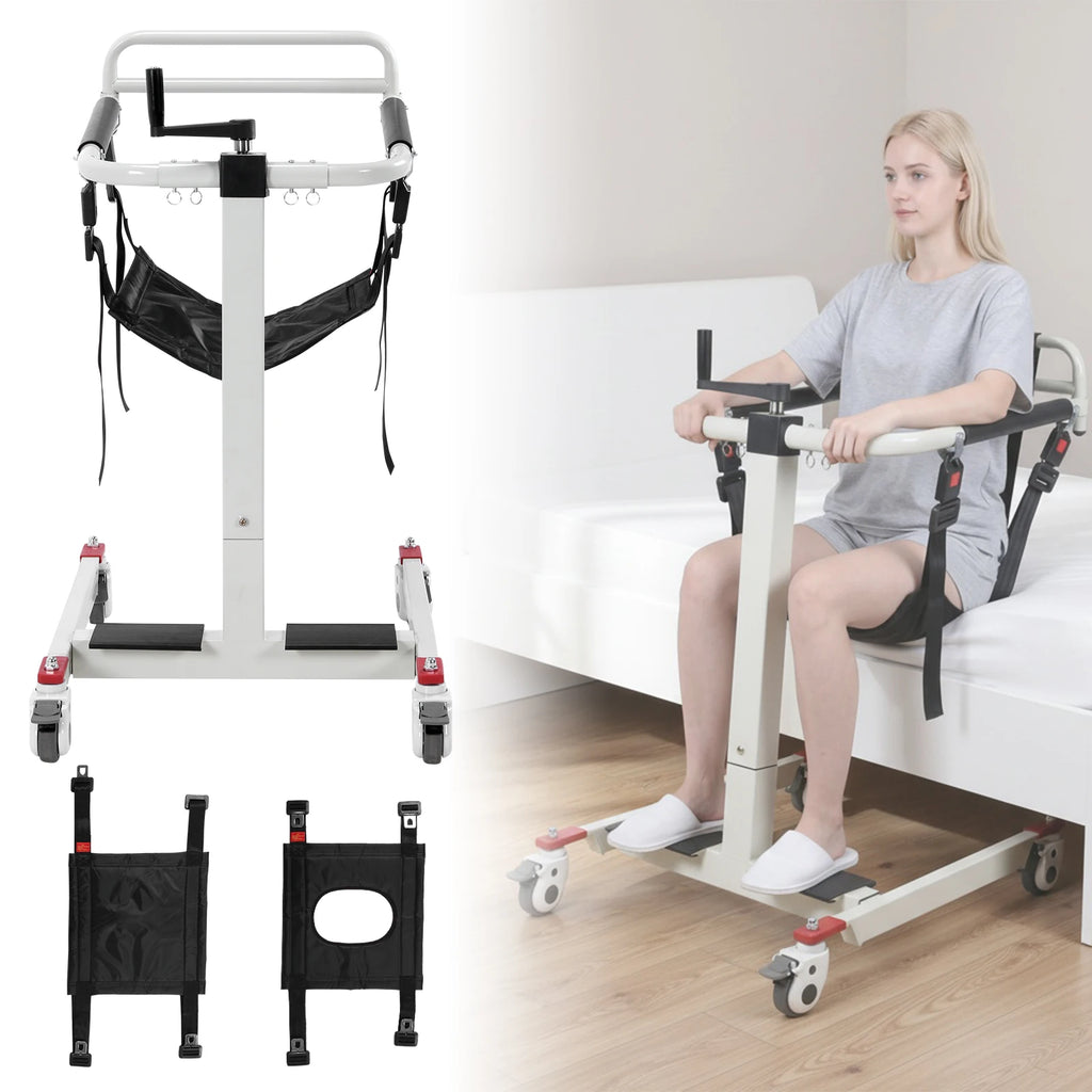 Portable Car Lift Aid Transport Chair with Adjustable Height & Width/ Transport Wheelchair with Wheels for Elderly and Disabled