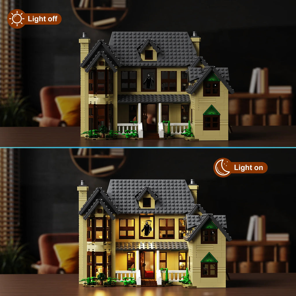 Horror House Building Block Set/ Home Decor/ Scary Movie Haunted House Model/ Halloween Room Decoration Gift for Man, Woman