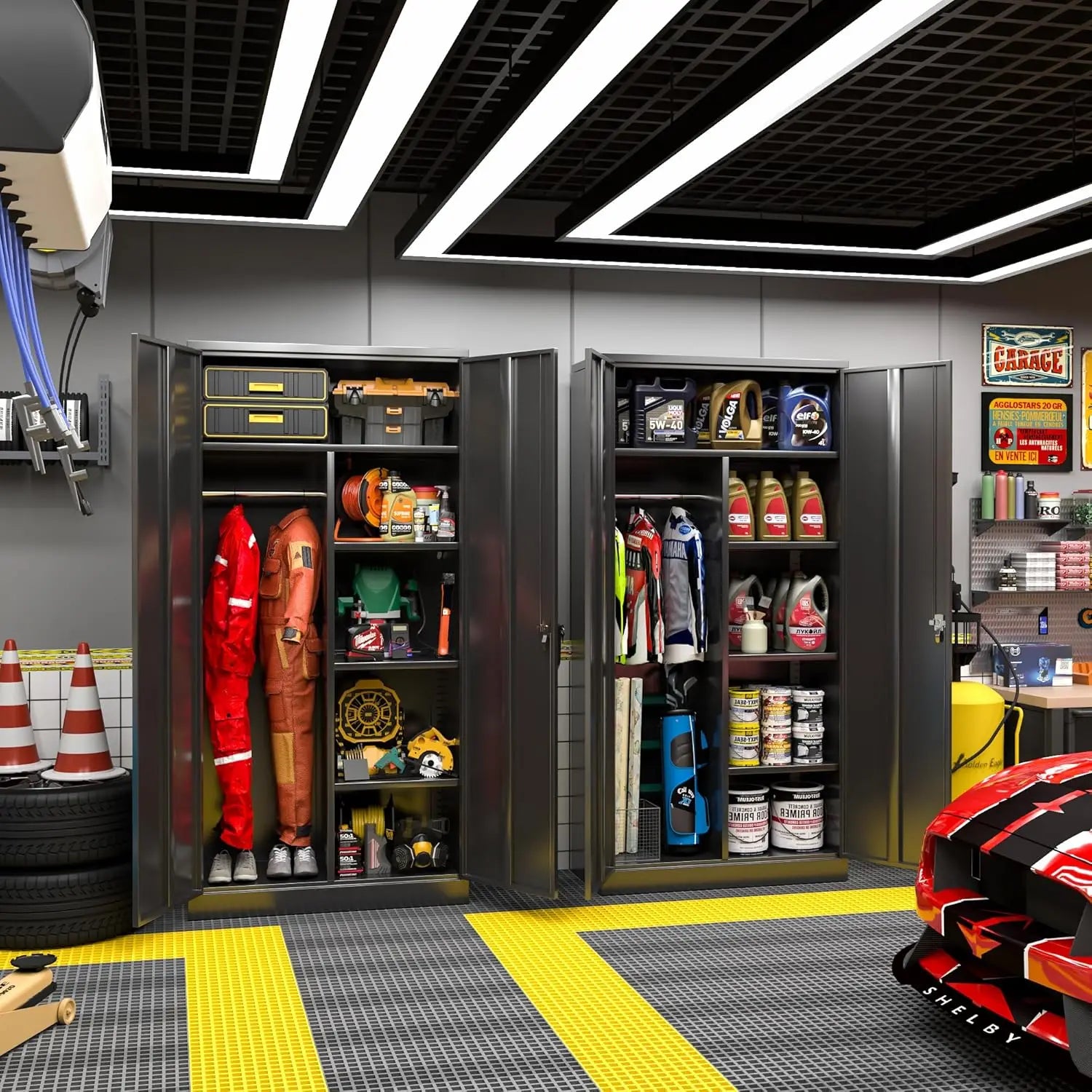 Tall Storage Cabinet with Lock Door,72" Locking Steel Storage Wardrobe Cabinet ,Employees Locker Closet, Clothing/ Coat- Steel