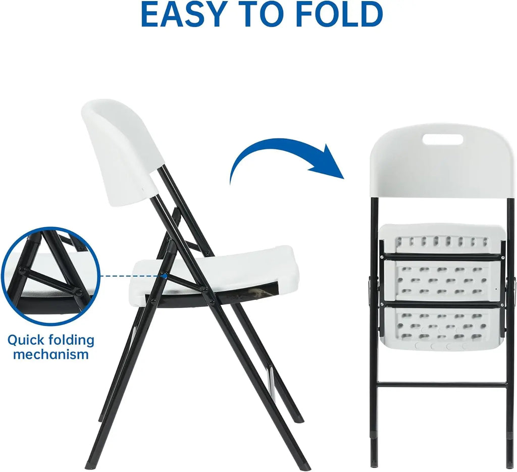 10 Pack Thicker 800 LBS White Folding Chairs, Commercial Grade Folding Chair, Foldable Chairs for Events