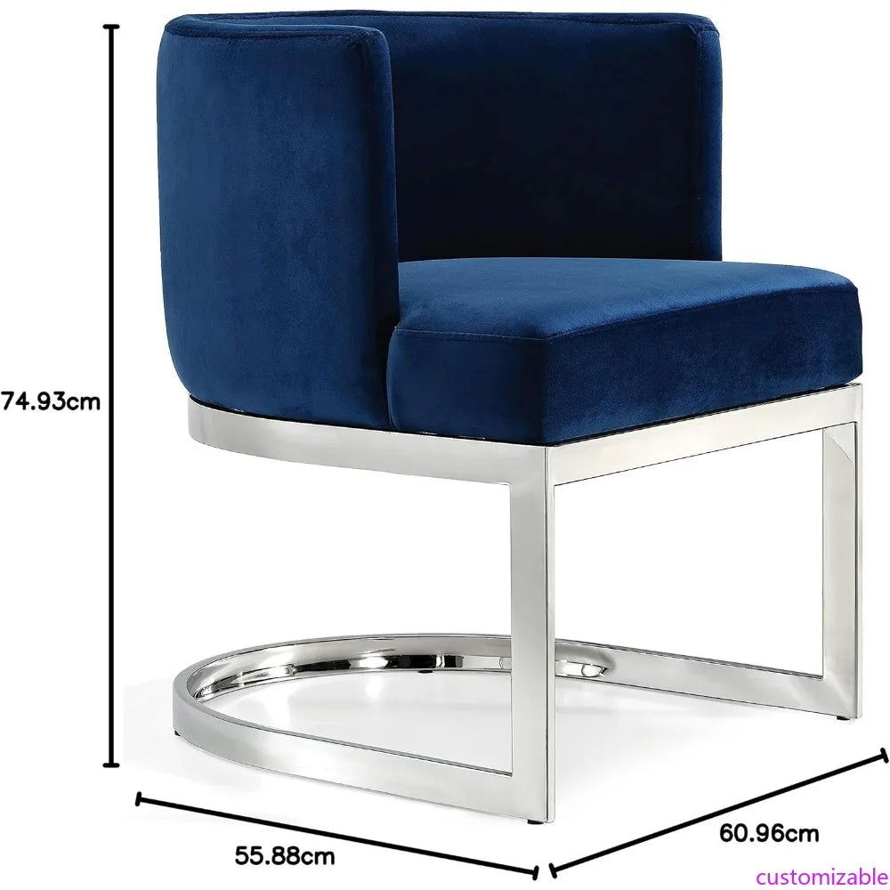 Modern Velvet Upholstered Dining Chair from Meridian Furniture's Gianna Collection with Polished Chrome Metal Frame, 24