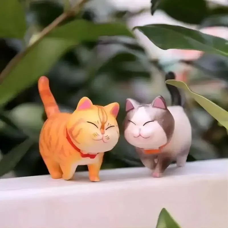 9pcs Cute Cat Ornaments Set, Kawaii Desktop Decor for Home Office, Mini Cat Figurines with Bell, Perfect Birthday Gift