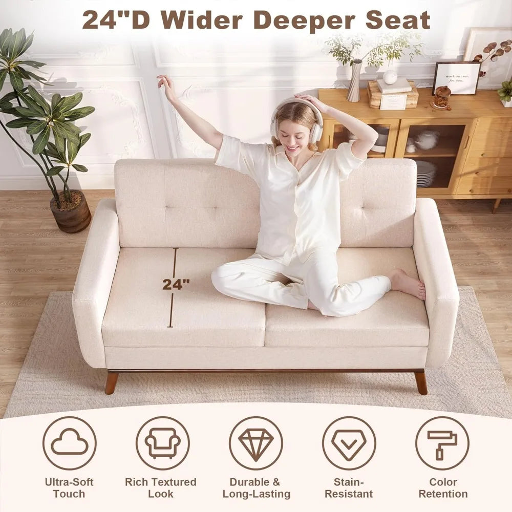 65" Loveseat Sofa Couch, Button Tufted Upholstered